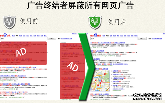 广告终结者屏蔽所有网页广告（使用前后对比）